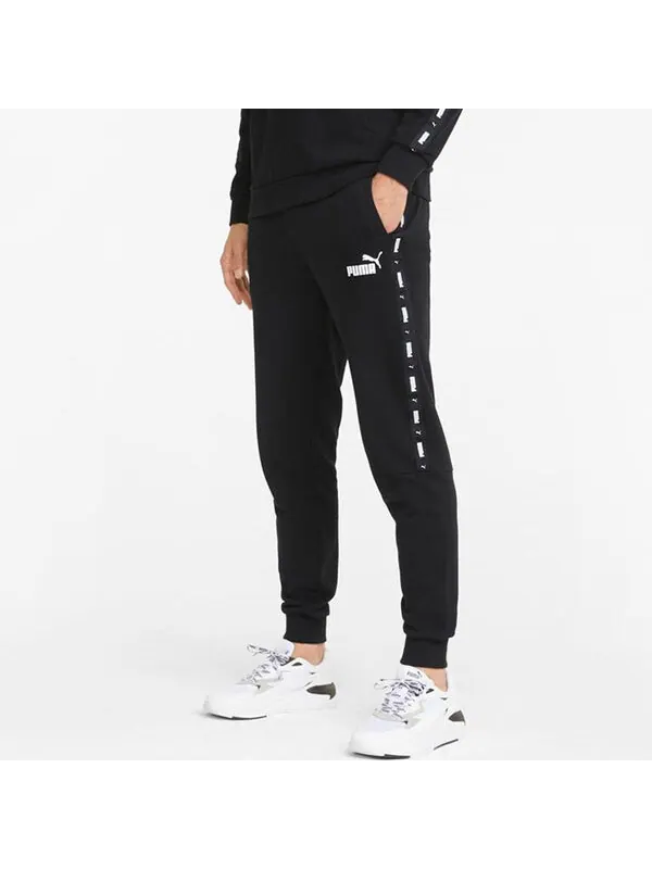 Брюки ess+ tape sweatpants 'black' Puma — изображение 4 из 4, черный