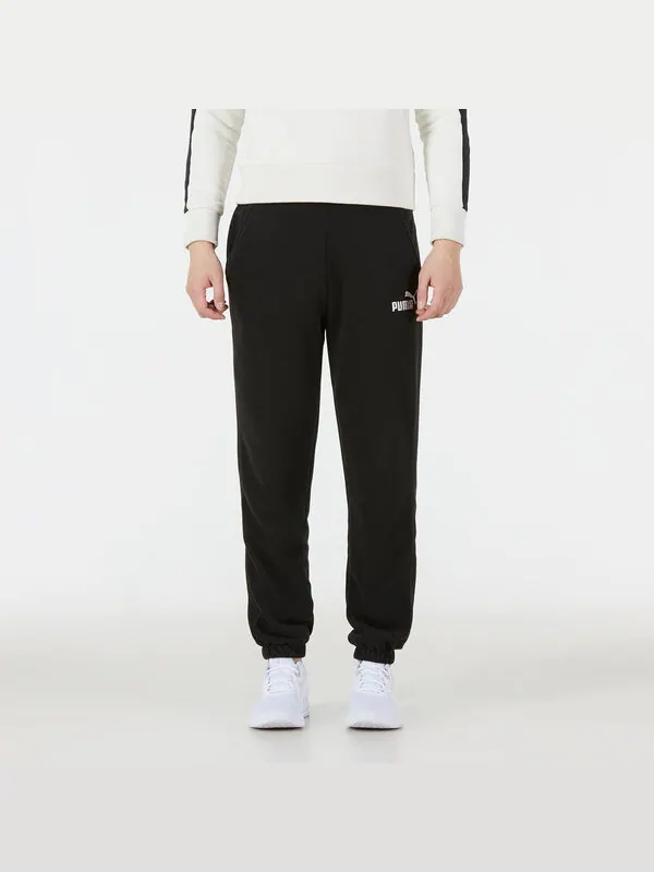 Брюки ess+ relaxed sweatpants 'black' Puma — изображение 3 из 4, черный
