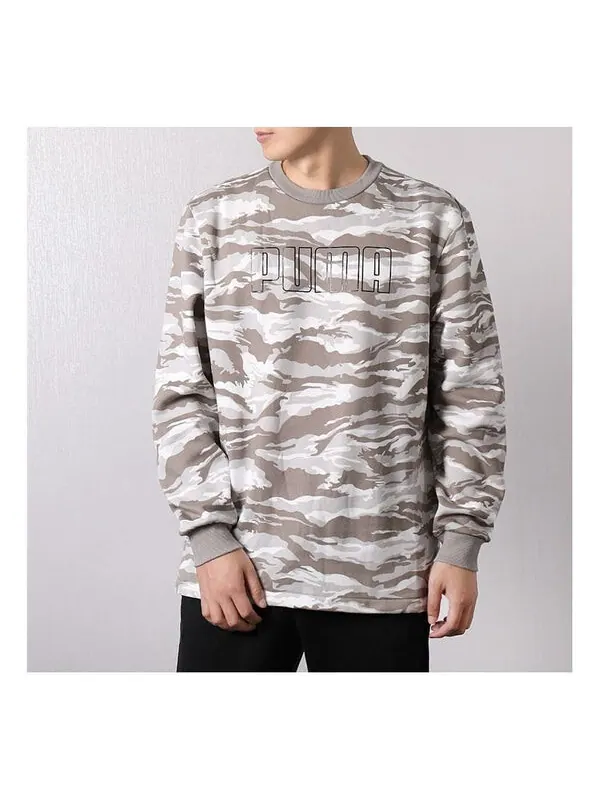 Толстовка alphabet logo printing sports pullover large gray Puma — изображение 1 из 3, серый