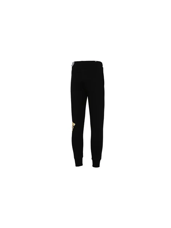 Брюки modern sports sweatpants 'black' Puma — изображение 2 из 4, черный/золотистый