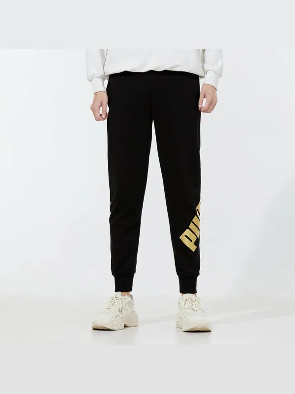 Брюки modern sports sweatpants 'black' Puma — изображение 3 из 4, черный/золотистый