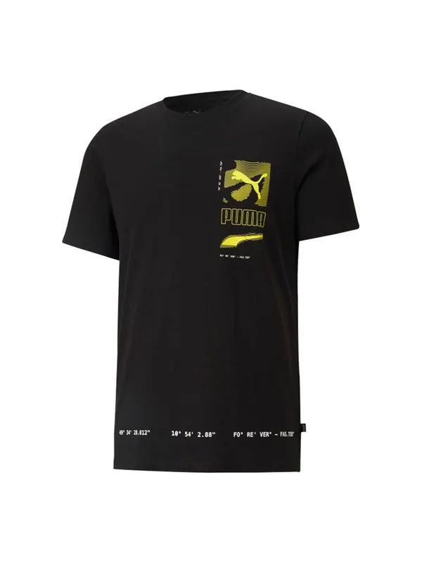 Футболка digital logo printing sports short sleeve black Puma — изображение 1 из 2, черный