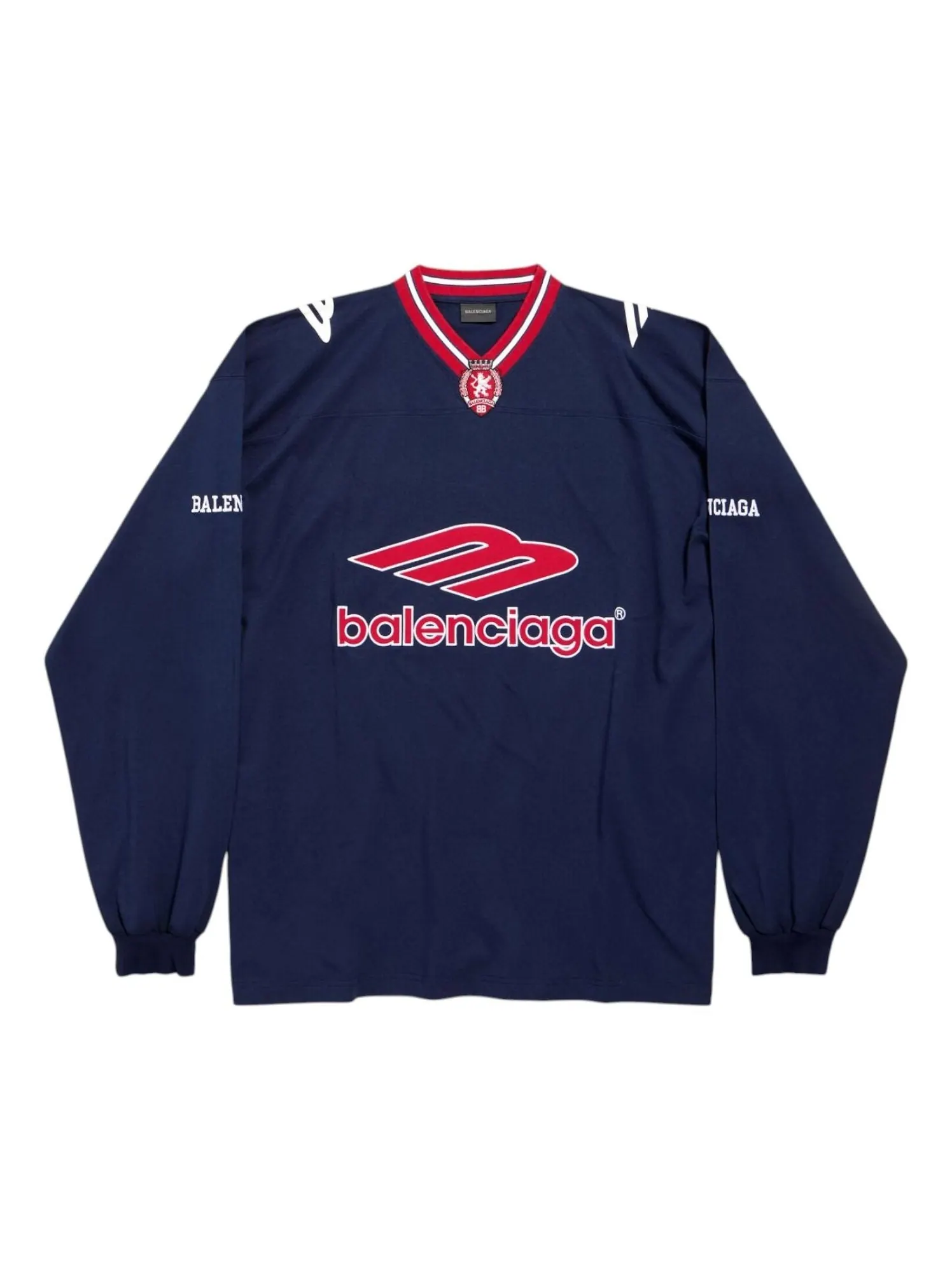 Футболка Balenciaga 3B Football с длинным рукавом и V-образным вырезом — изображение 1 из 2