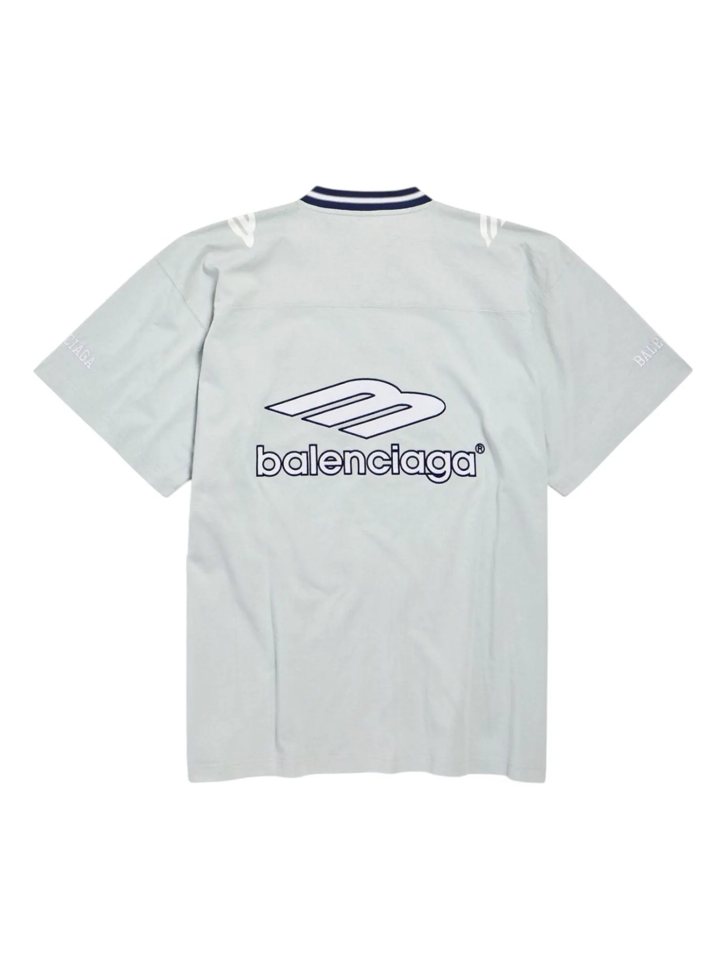 Футболка Balenciaga 3B Football с V-образным вырезом, оверсайз — изображение 2 из 2, серый