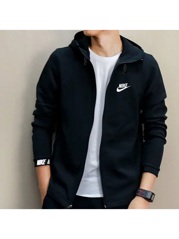 Куртка Nike Athleisure Casual Sports Logo Printing Hooded Jacket Black — изображение 3 из 3, черный