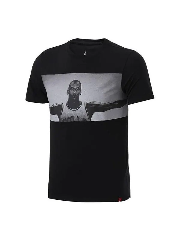 Футболка Men's Air Jordan Character Printing Round Neck Pullover Short Sleeve Black T-Shirt — изображение 1 из 2, мульти