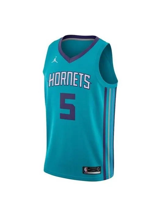 Майка Men's Air Jordan NBA Retro Basketball Jersey/Vest SW Fan Edition Charlotte Hornets No. 5 Blue — изображение 1 из 2
