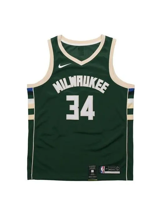 Футболка баскетбольная майка жилет nba sports sw fan edition milwaukee bucks alphabet 34 Nike — изображение 1 из 4, зеленый