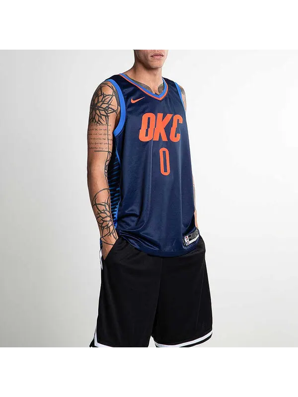 Футболка russell westbrook statement edition swingman джерси sw Nike — изображение 4 из 4, темный синий/синий