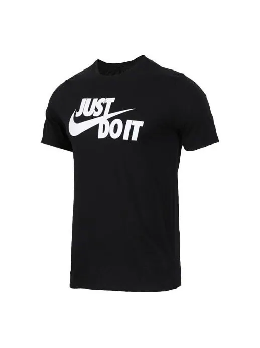 Футболка просто сделай это с надписью спортивный круглый воротник мужской Nike — изображение 1 из 2, черный