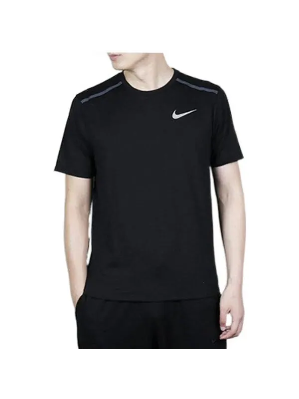 Футболка Men's Nike Solid Color Logo Round Neck Casual Short Sleeve Black T-Shirt — изображение 3 из 4, мульти