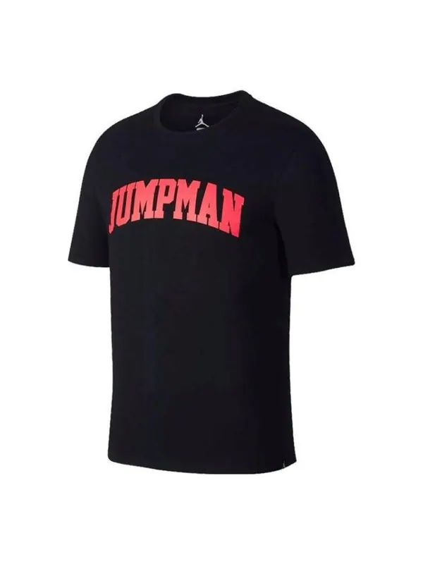 Футболка jordan letter printed casual short sleeve t-shirt 'black red' Nike — изображение 1 из 2, черный/красный