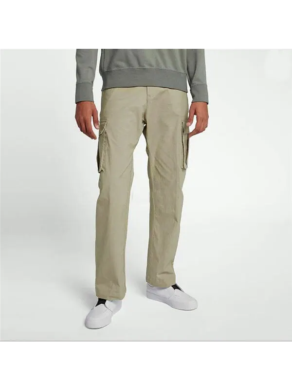 Брюки men's solid color multiple pockets loose cargo casual long pants/trousers khaki Nike — изображение 4 из 4, мульти