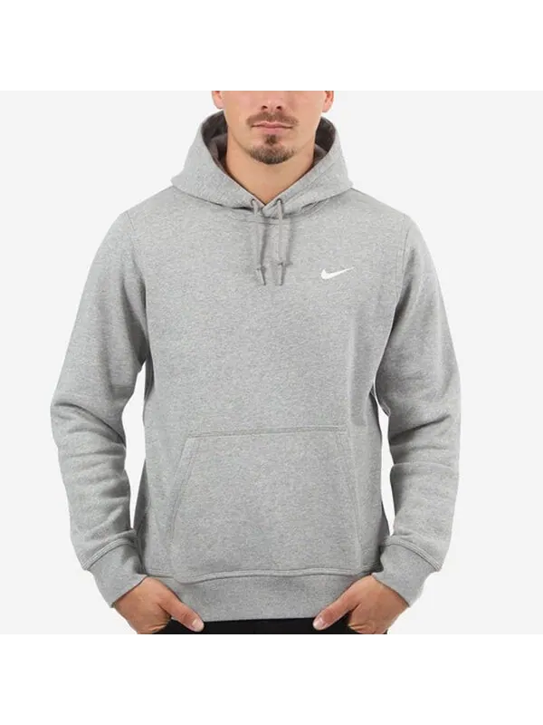 Толстовка Men's Nike Club Swoosh Logo Printing Gray — изображение 3 из 3, серый