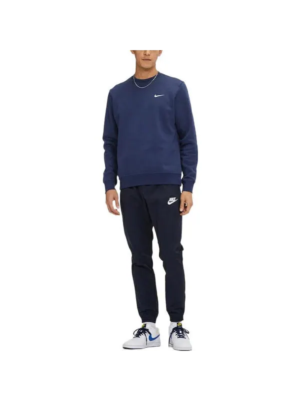Толстовка Men's Nike Knit Sports Fleece Lined Stay Warm Round Neck Pullover Blue — изображение 3 из 4, синий
