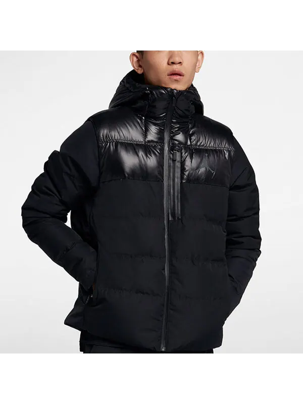 Пуховик Air Jordan protection against cold Stay Warm hooded Basketball Sports Down Jacket Black — изображение 3 из 4, черный