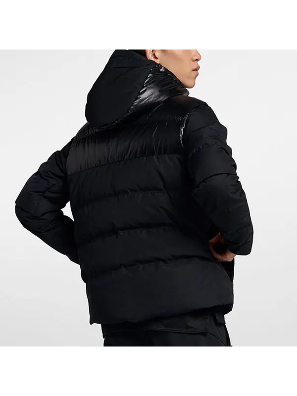 Пуховик Air Jordan protection against cold Stay Warm hooded Basketball Sports Down Jacket Black — изображение 4 из 4, черный