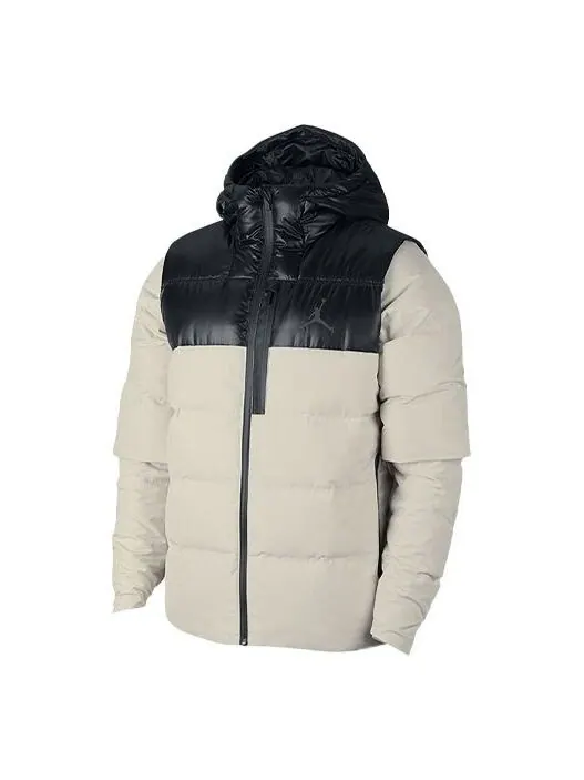 Пуховик Air Jordan protection against cold Stay Warm hooded Colorblock Casual Sports Down Jacket — изображение 1 из 4, белый