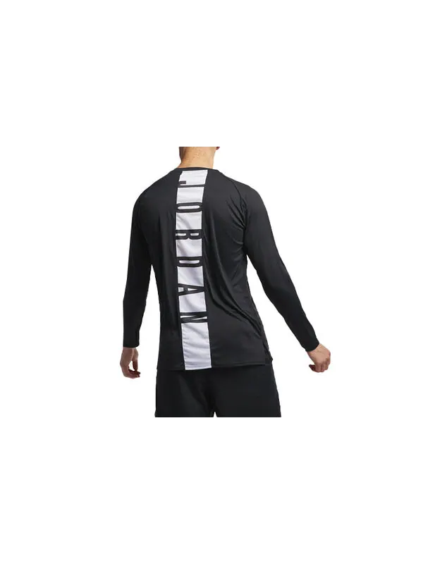 Спортивная футболка Air Jordan Round Neck Knit Athleisure Casual Sports Logo Long Sleeves Gym — изображение 2 из 3, черный
