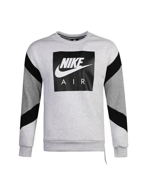 Толстовка Nike Air Crew Flc Round Neck Colorblock Pullover light grey