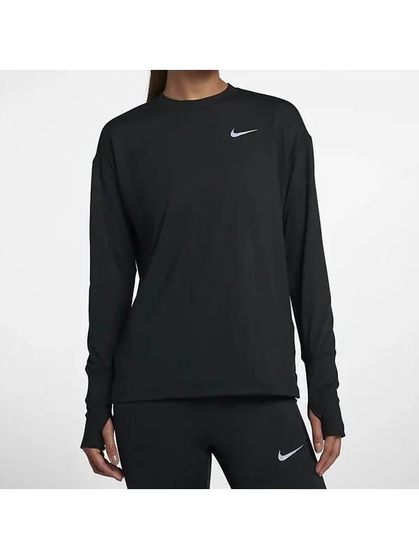 Свитер element casual sports round neck long sleeves running hoodie black Nike — изображение 3 из 4, черный