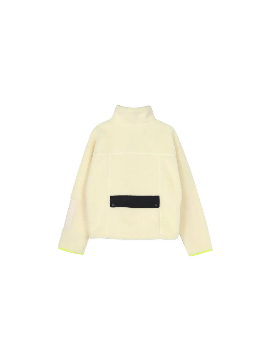 Куртка (WMNS) PUMA Trail sherpa FZ Jacket Minimalistic logo lamb's wool Zipper Creamy White — изображение 2 из 2, белый
