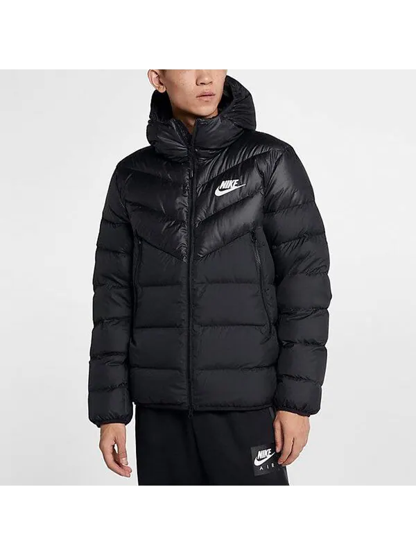 Пуховик Nike Nsw Windrunner Down Fill Stay Warm Solid Color hooded down Jacket Black — изображение 4 из 4, черный