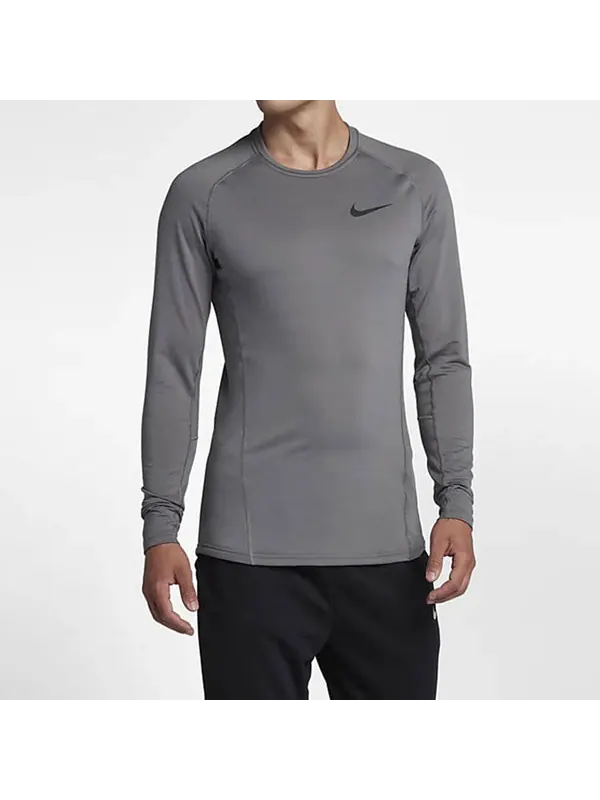 Футболка therma sports slim fit version training long sleeves gray Nike — изображение 2 из 4, серый