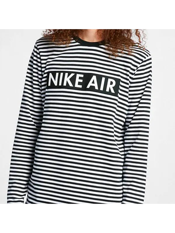 Футболка air top ls alphabet logo printing black white stripe long sleeves black white Nike — изображение 3 из 4