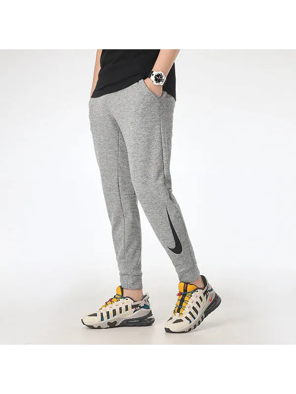 Брюки windproof solid color casual sports logo fleece lined long pants gray Nike — изображение 2 из 3, серый