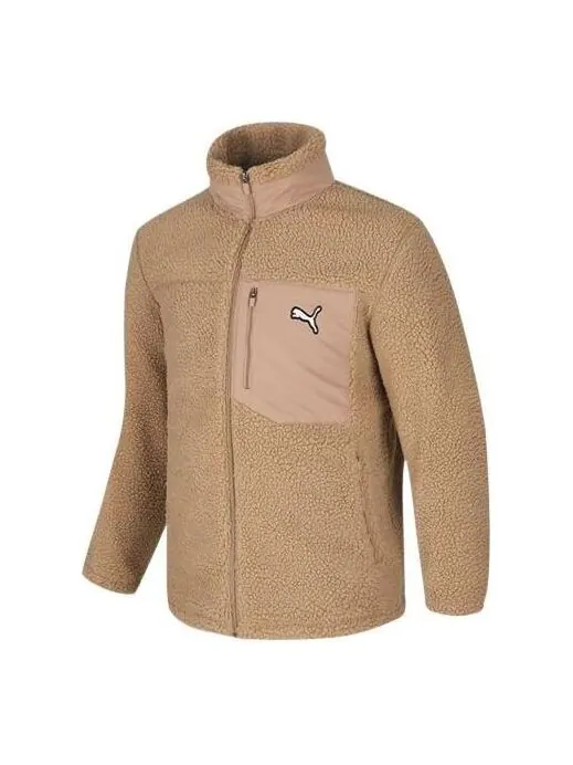 Куртка essentials fluffy fleece jacket 'brown' Puma — изображение 1 из 4, коричневый