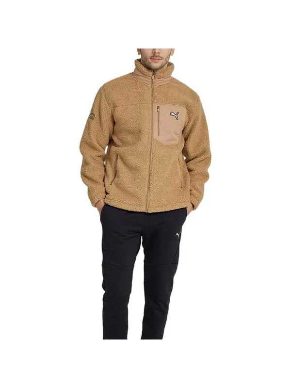 Куртка essentials fluffy fleece jacket 'brown' Puma — изображение 2 из 4, коричневый