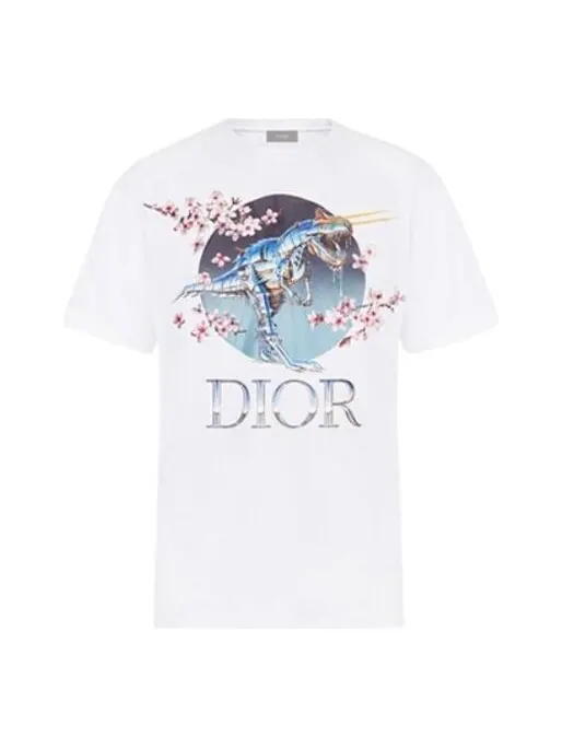 Футболка men's x sorayama crossover sakura dragon printing short sleeve white Dior