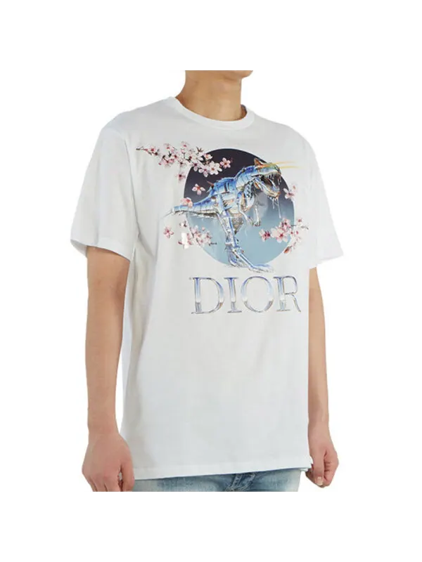 Футболка men's x sorayama crossover sakura dragon printing short sleeve white Dior — изображение 3 из 4, белый