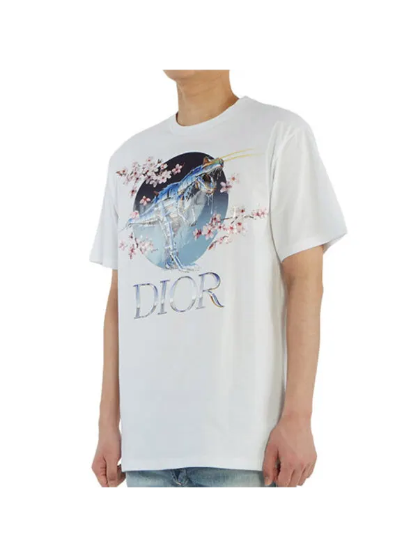 Футболка men's x sorayama crossover sakura dragon printing short sleeve white Dior — изображение 4 из 4, белый