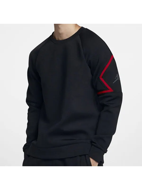 Толстовка Air Jordan Men's O Neck Long Sleeve Sweatshirt Black — изображение 3 из 4, черный/красный