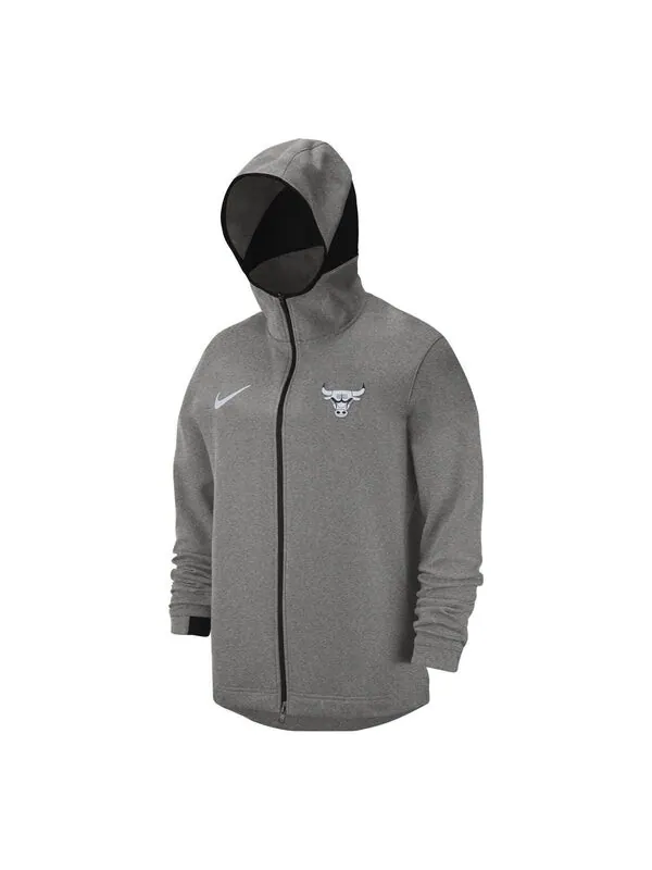 Толстовка Nike NBA Chicago Bulls Dri-FIT Full Zip Hoodie 'Dark Heather Grey' — изображение 1 из 4, темный серый