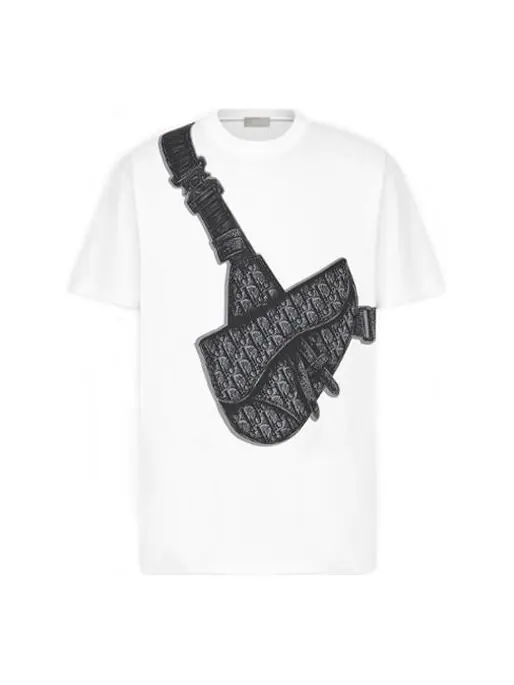 Футболка ss20 compact spinning cotton saddle bag printed for men white Dior