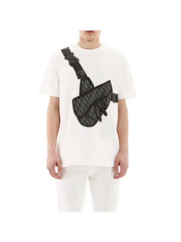 Футболка ss20 compact spinning cotton saddle bag printed for men white Dior — изображение 3 из 4, белый
