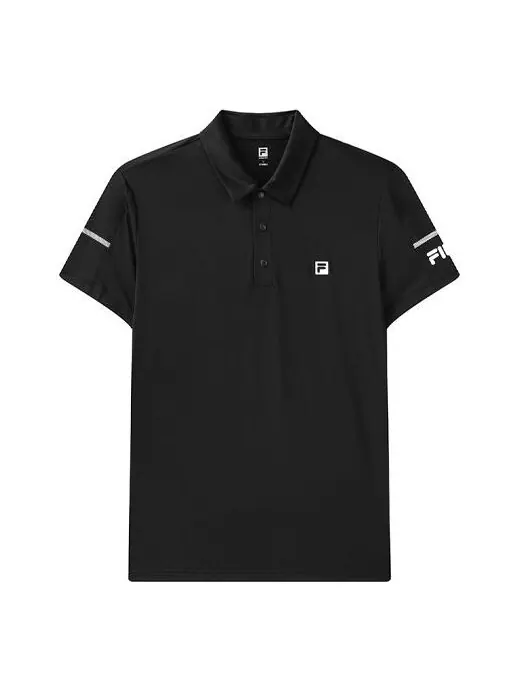 Футболка logo pattern loose short sleeve polo black Fila — изображение 1 из 2, черный