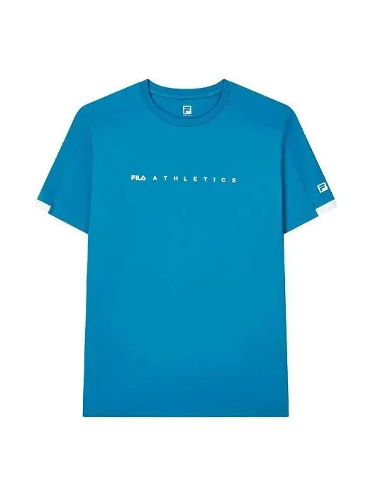 Футболка athletics round neck pullover casual sports short sleeve blue Fila — изображение 1 из 2, синий