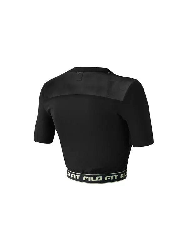 Футболка alphabet printing yoga gym short sleeve top 'black' Fila — изображение 2 из 2, черный