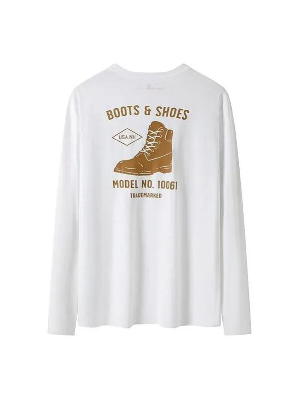 Футболка shoe logo long sleeves t-shirt 'white yellow' Timberland — изображение 1 из 2, белый/желтый