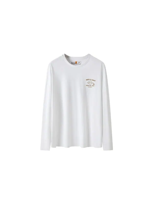 Футболка shoe logo long sleeves t-shirt 'white yellow' Timberland — изображение 2 из 2, белый/желтый