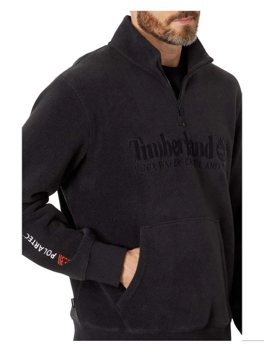 Свитер Timberland Linear Logo 1/4 Zip Sweatshirt 'Black' — изображение 2 из 3, черный