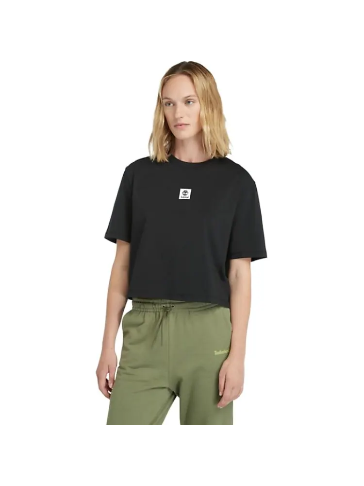 Футболка (WMNS) Timberland Logo T-Shirt 'Black' — изображение 2 из 4, черный