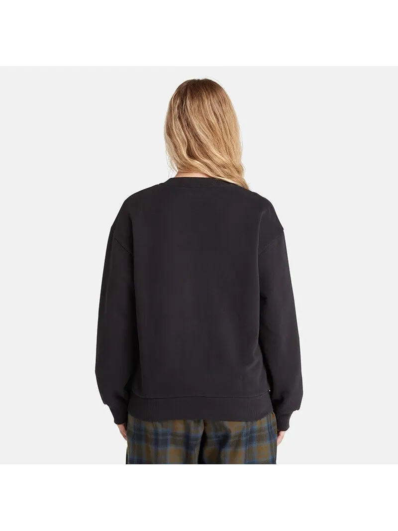 Свитер (WMNS) Timberland Logo Texture Crew Sweater 'Black' — изображение 3 из 3, черный