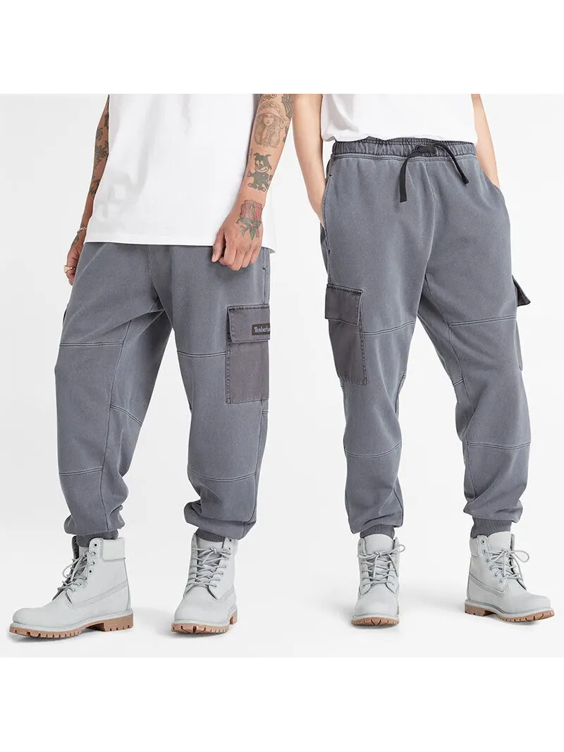 Спортивные брюки Timberland Mixed Media Garment Dye Sweatpants 'Grey' — изображение 2 из 3, серый