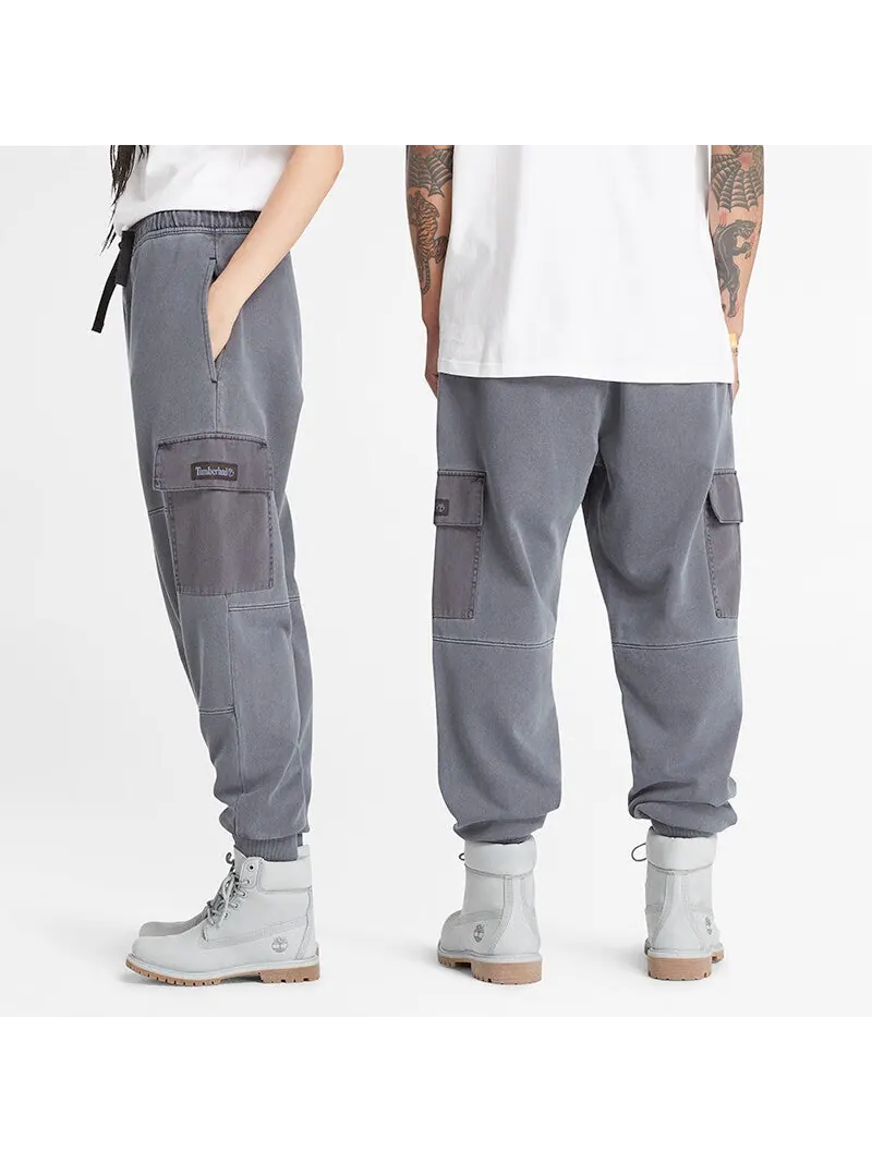 Спортивные брюки Timberland Mixed Media Garment Dye Sweatpants 'Grey' — изображение 3 из 3, серый