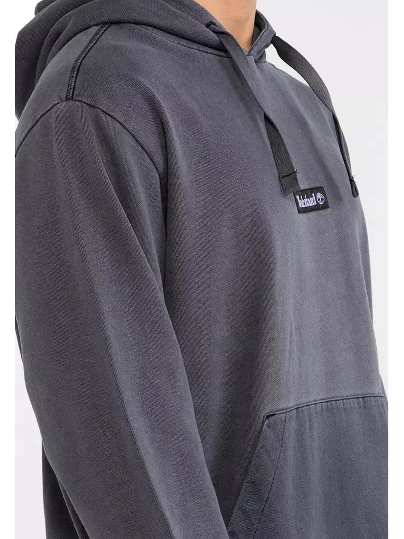 Худи Timberland Mixed Media Garment Dye Hoodie 'Dark Grey' — изображение 3 из 3, серый